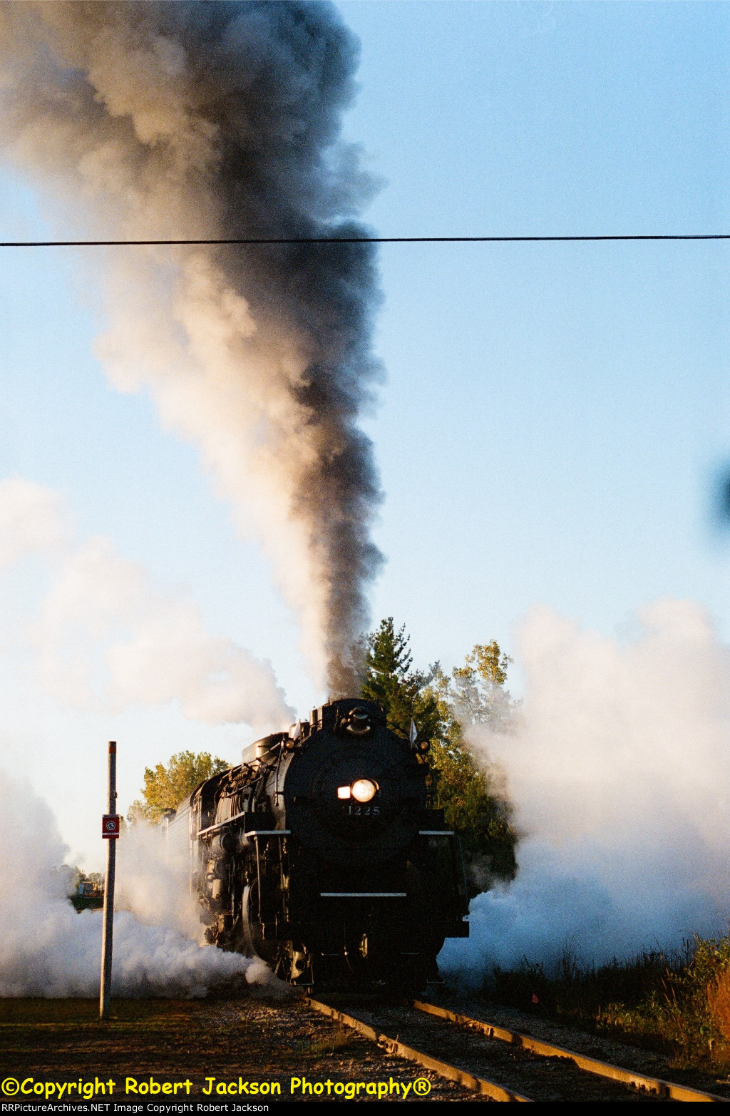 SEQUENCE SHOT #2--1225 steam train heads north on Lake State Railway!!!!